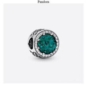Pandora Silver and Teal Charm Bracelet